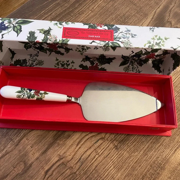 Portmeirion Christmas Holiday Cake Serving Slicer The Holly and the Ivy Pattern - Picture 5 of 8